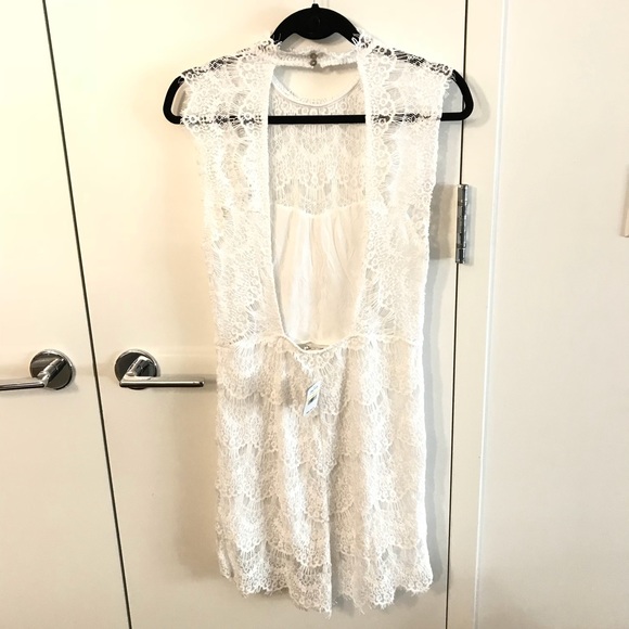 NWT Free People Daydream Lace Mini Dress in White - Picture 7 of 8